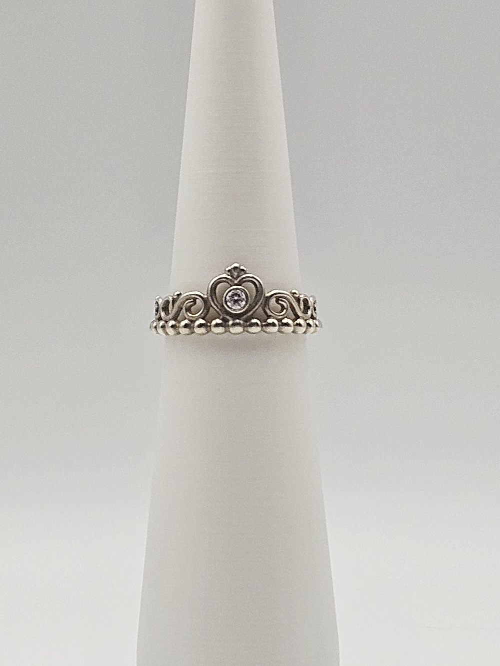 Delicate Heart Crown Stack Sterling Silver Ring